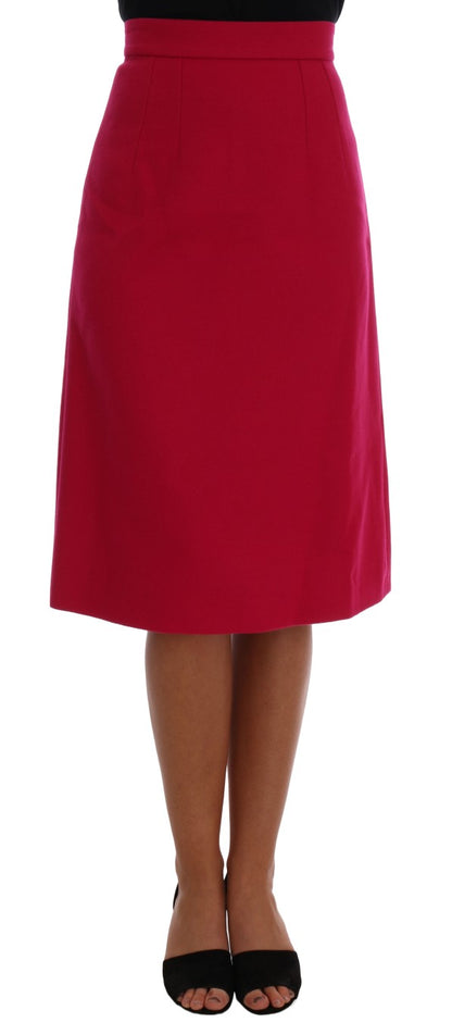 Dolce &amp; Gabbana Elegante falda evasé hasta la rodilla de lana rosa