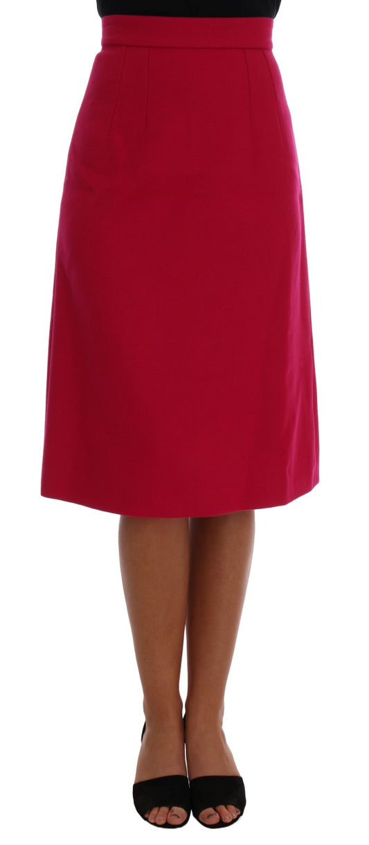 Dolce &amp; Gabbana Elegante falda evasé hasta la rodilla de lana rosa