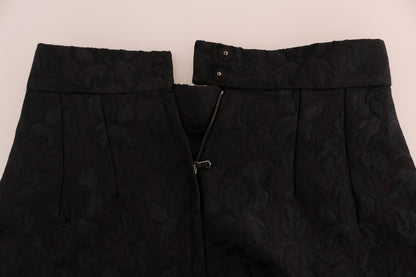 Dolce &amp; Gabbana Elegante falda evasé de jacquard floral negro