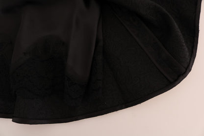 Dolce &amp; Gabbana Elegante falda evasé de jacquard floral negro