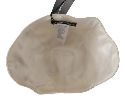 Dolce &amp; Gabbana Sombrero con broche de camafeo bordado de lana blanco y negro