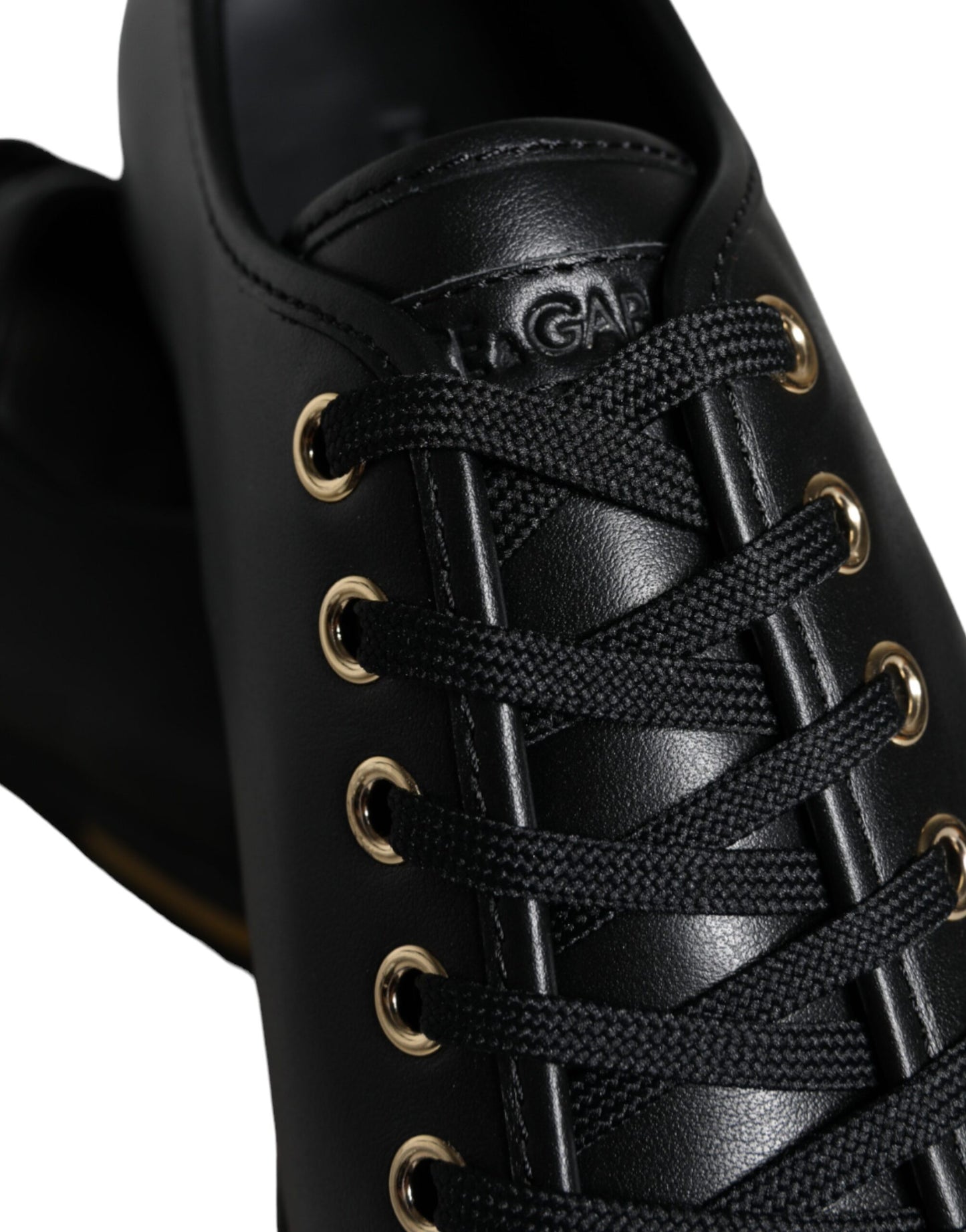 Dolce &amp; Gabbana Zapatos deportivos clásicos de cuero negro dorado