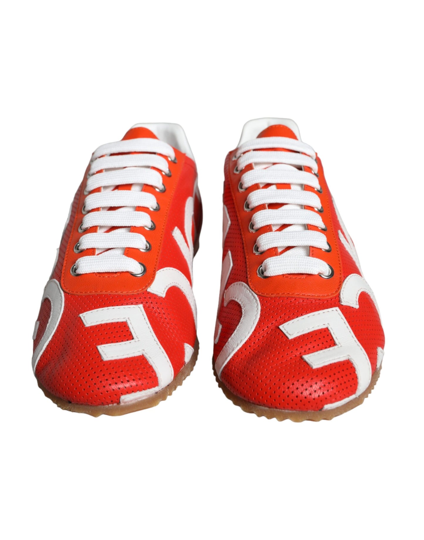 Dolce &amp; Gabbana Zapatos deportivos casuales con logo de cuero rojo y blanco