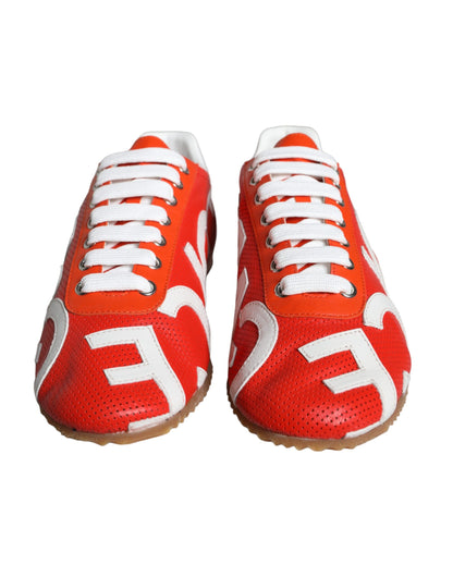 Dolce &amp; Gabbana Zapatos deportivos casuales con logo de cuero rojo y blanco