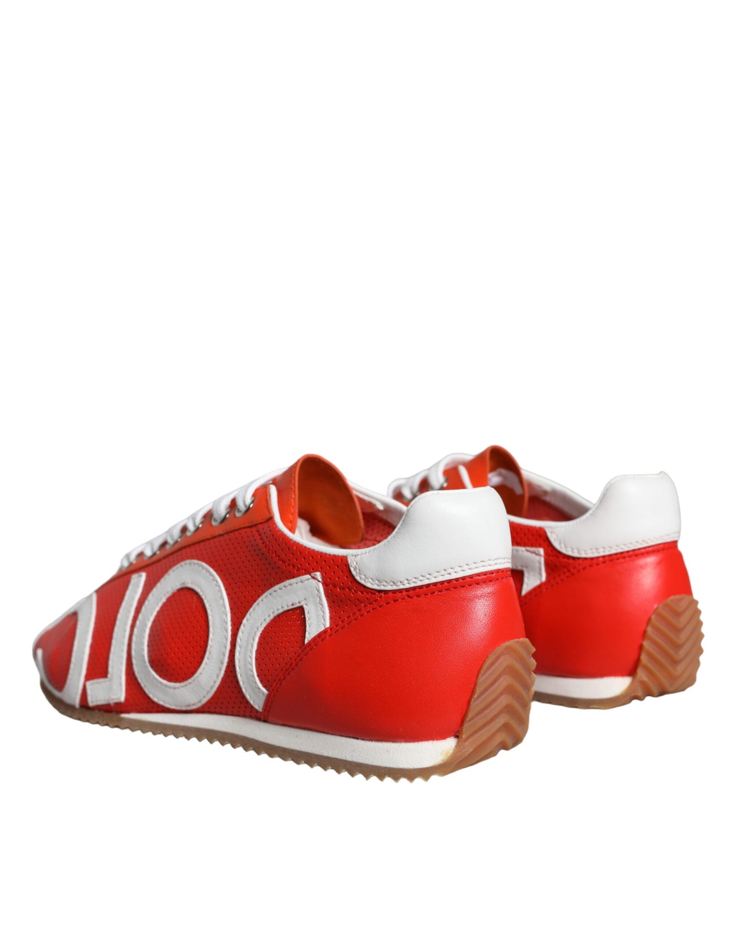 Dolce &amp; Gabbana Zapatos deportivos casuales con logo de cuero rojo y blanco