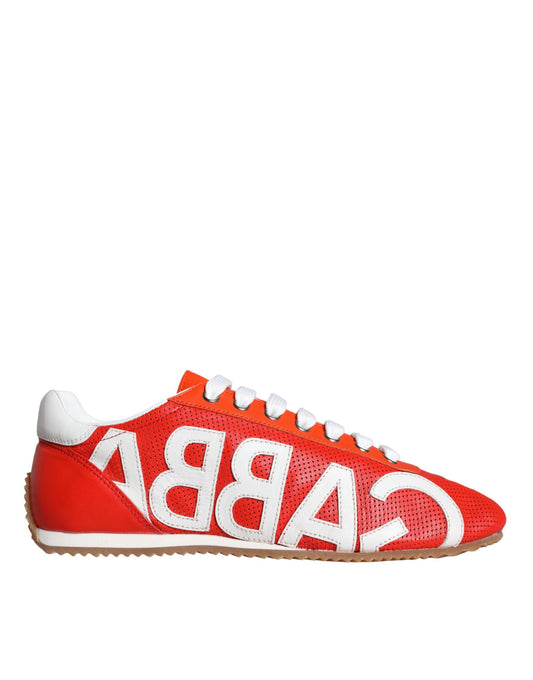 Dolce &amp; Gabbana Zapatos deportivos casuales con logo de cuero rojo y blanco