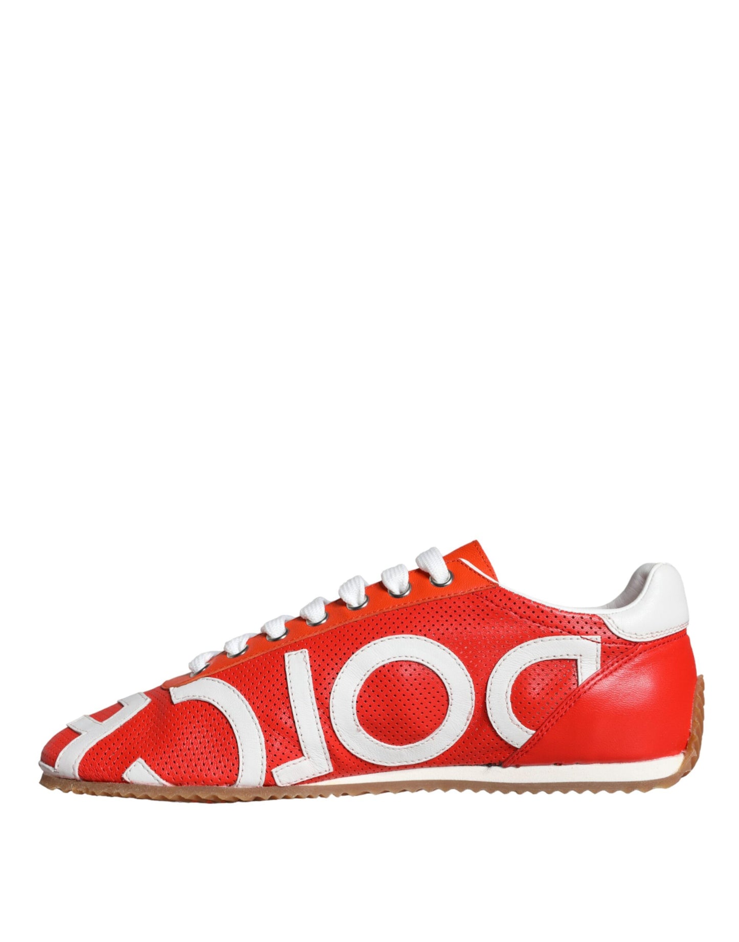Dolce &amp; Gabbana Zapatos deportivos casuales con logo de cuero rojo y blanco