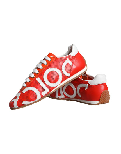 Dolce &amp; Gabbana Zapatos deportivos casuales con logo de cuero rojo y blanco