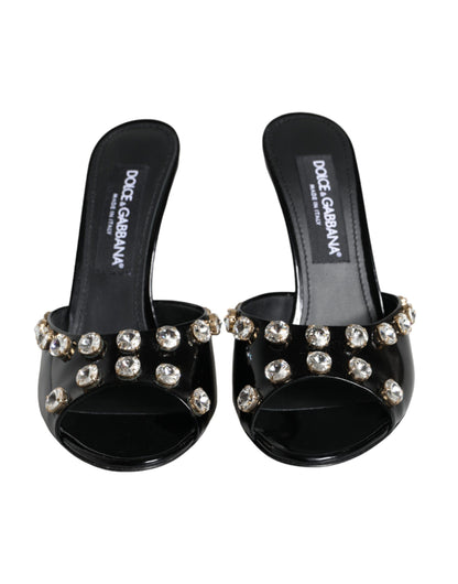 Dolce &amp; Gabbana Tacones de cristal negros Sandalias Keira Zapatos