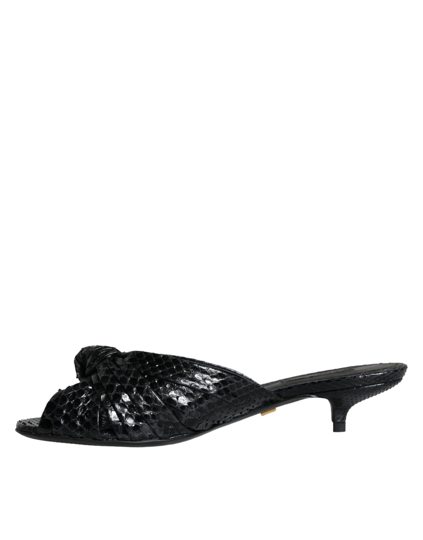 Dolce &amp; Gabbana Tacones De Cuero Negro Diapositivas Sandalias Zapatos