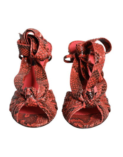 Dolce &amp; Gabbana Sandalias De Tacón De Cuero Exótico Coral Zapatos