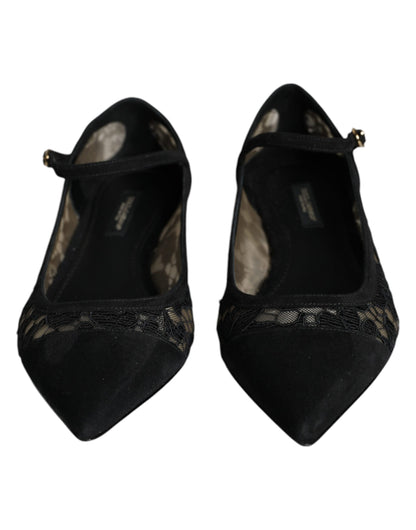 Dolce &amp; Gabbana Zapatos planos Bellucci de encaje Taormina negros