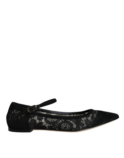 Dolce &amp; Gabbana Zapatos planos Bellucci de encaje Taormina negros