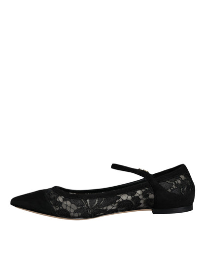 Dolce &amp; Gabbana Zapatos planos Bellucci de encaje Taormina negros