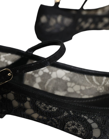 Dolce &amp; Gabbana Zapatos planos Bellucci de encaje Taormina negros
