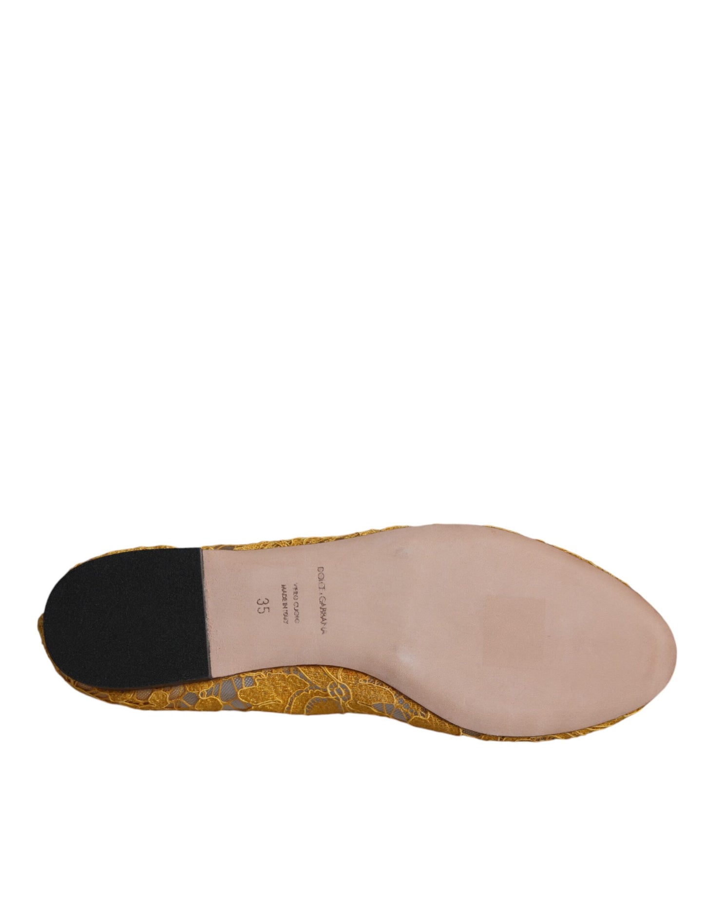 Dolce &amp; Gabbana Mocasines tipo bailarinas con cristales y encaje mostaza