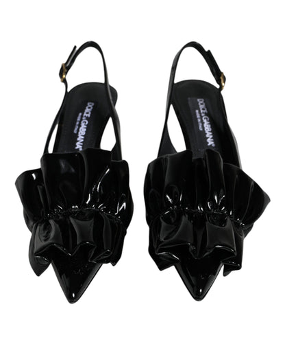Dolce &amp; Gabbana Zapatos de tacón de charol negro con tira trasera