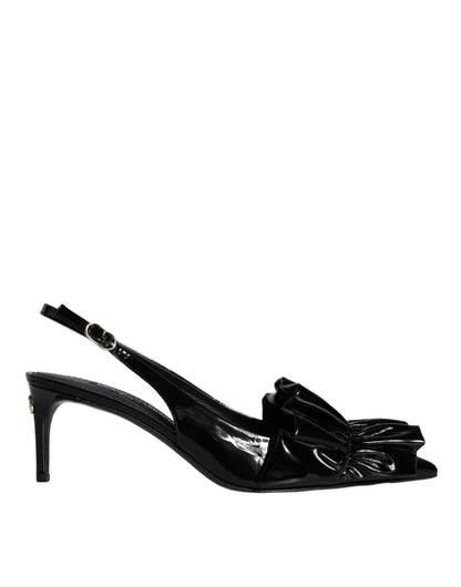 Dolce &amp; Gabbana Zapatos de tacón de charol negro con tira trasera