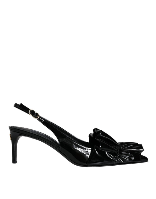Dolce &amp; Gabbana Zapatos de tacón de charol negro con tira trasera