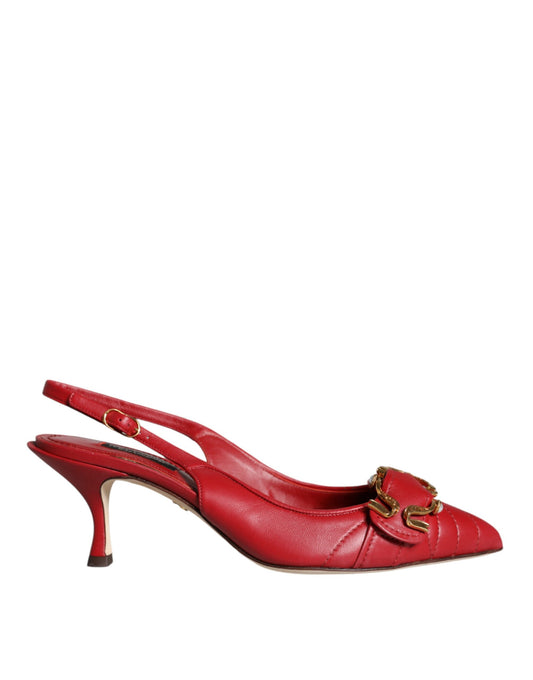 Dolce &amp; Gabbana Zapatos de tacón de cuero rojos Devotion con tira trasera