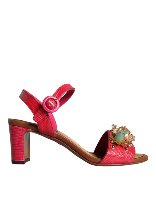 Dolce &amp; Gabbana Sandalias Keira con adornos de cuero fucsia Zapatos