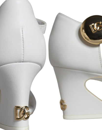 Dolce &amp; Gabbana Tacones de cuero blanco Keira Sandalias Zapatos