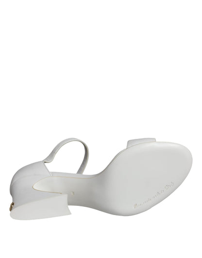 Dolce &amp; Gabbana Tacones de cuero blanco Keira Sandalias Zapatos