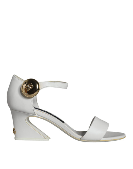 Dolce &amp; Gabbana Tacones de cuero blanco Keira Sandalias Zapatos