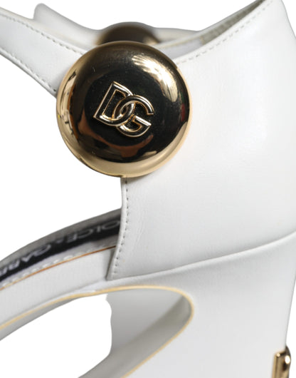 Dolce &amp; Gabbana Tacones de cuero blanco Keira Sandalias Zapatos