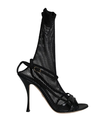 Dolce &amp; Gabbana Sandalias con tacón de aguja de malla negra Zapatos