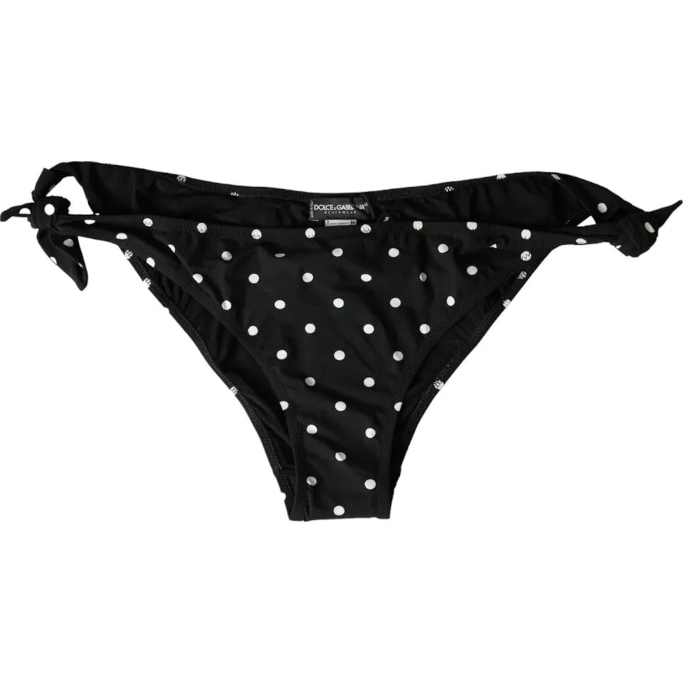 Dolce &amp; Gabbana Black Polka Dot Swimwear Beachwear Bottom Bikini