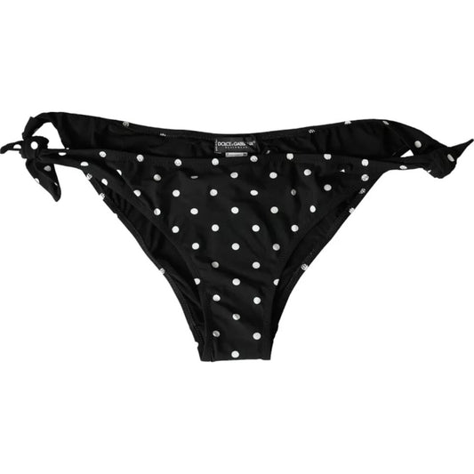 Dolce &amp; Gabbana Black Polka Dot Swimwear Beachwear Bottom Bikini