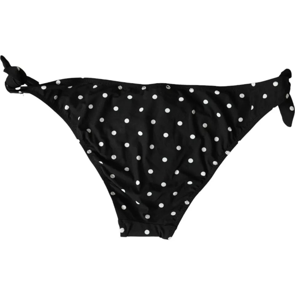 Dolce &amp; Gabbana Black Polka Dot Swimwear Beachwear Bottom Bikini