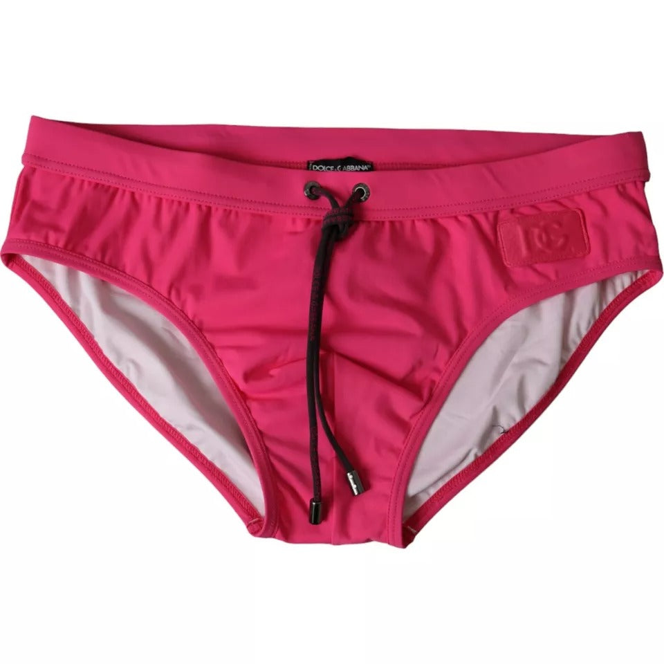 Maillot de bain Dolce &amp; Gabbana en nylon rose avec logo DG pour homme