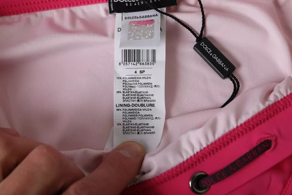 Maillot de bain Dolce &amp; Gabbana en nylon rose avec logo DG pour homme