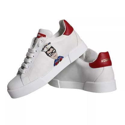 Dolce &amp; Gabbana Zapatillas Portofino De Napa De Piel De Becerro Con Parche Blanco Zapatos