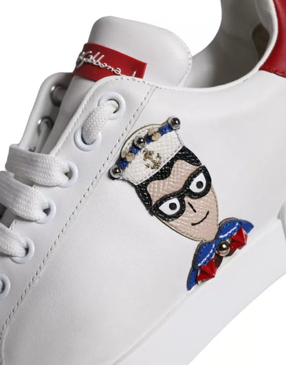 Dolce &amp; Gabbana Zapatillas Portofino De Napa De Piel De Becerro Con Parche Blanco Zapatos