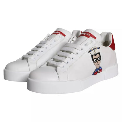 Dolce &amp; Gabbana Zapatillas Portofino De Napa De Piel De Becerro Con Parche Blanco Zapatos