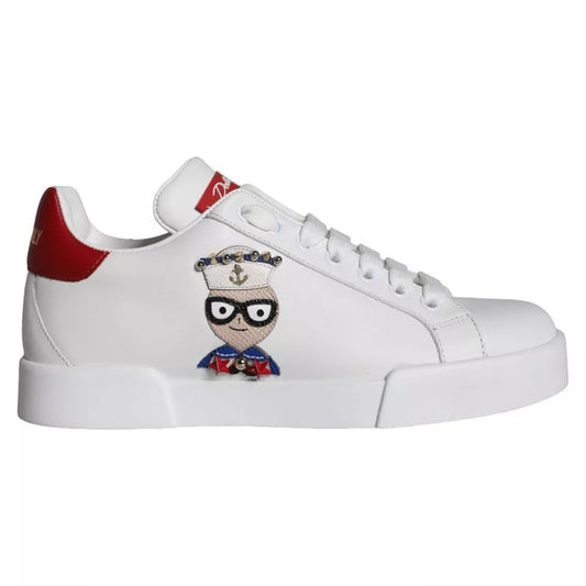 Dolce &amp; Gabbana Zapatillas Portofino De Napa De Piel De Becerro Con Parche Blanco Zapatos