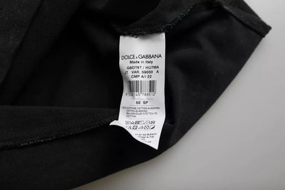 Dolce &amp; Gabbana Camiseta negra con cuello redondo y estampado gráfico de algodón