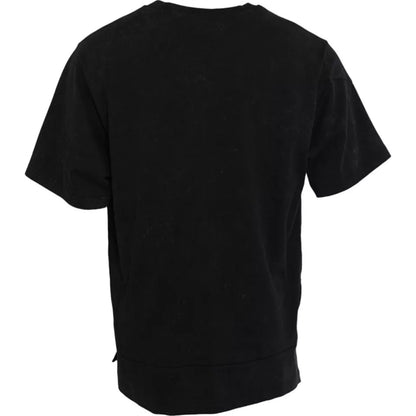 Dolce &amp; Gabbana Camiseta negra con cuello redondo y estampado gráfico de algodón