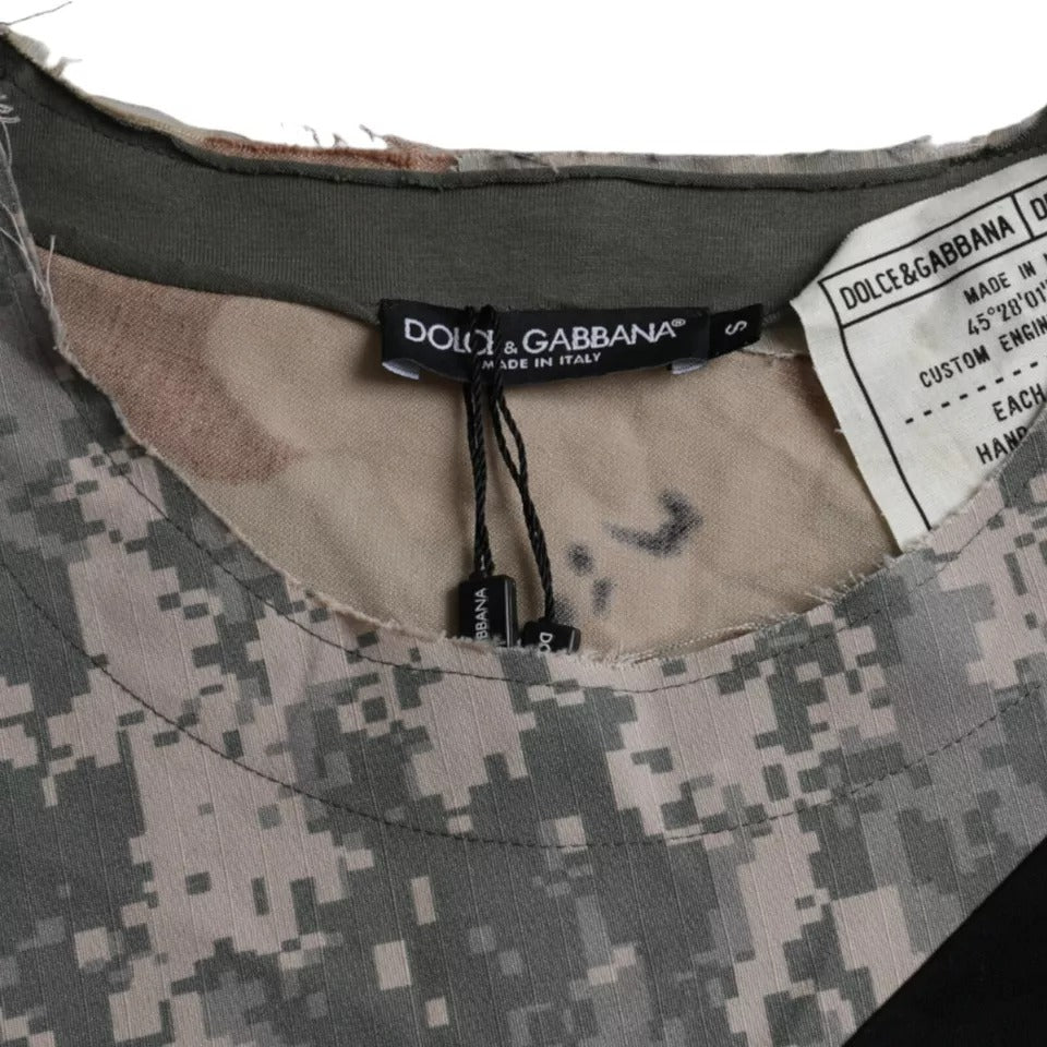 Dolce &amp; Gabbana Multicolor Camouflage Cotton Round Neck Men T-shirt
