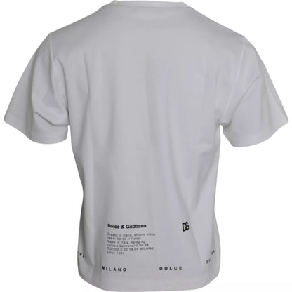 Dolce &amp; Gabbana White Red Lips Print Cotton Men T-shirt