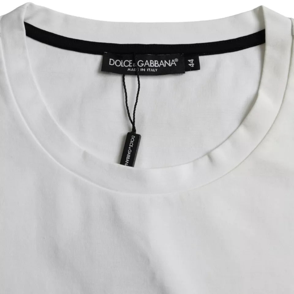 Dolce &amp; Gabbana White Red Lips Print Cotton Men T-shirt