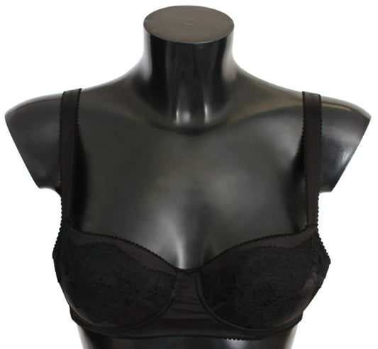 Dolce &amp; Gabbana Sous-vêtements soutien-gorge balconcino en dentelle de soie noire