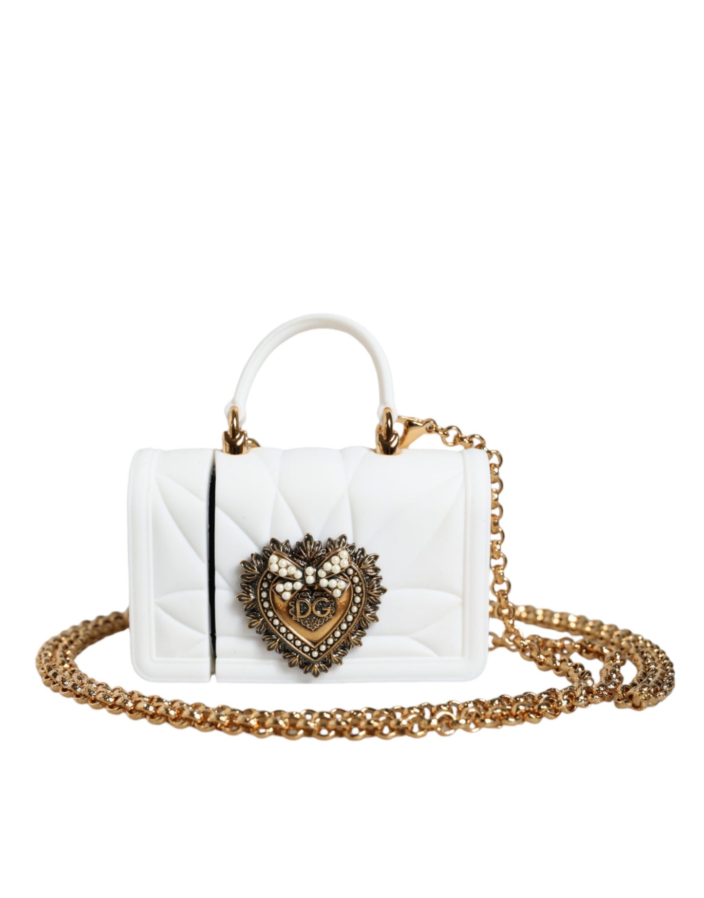 Dolce &amp; Gabbana Funda para Airpod con bolso de mano con forma de corazón Devotion de silicona blanca