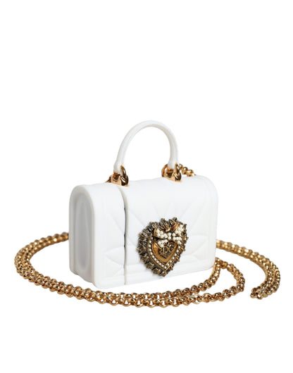 Dolce &amp; Gabbana Funda para Airpod con bolso de mano con forma de corazón Devotion de silicona blanca