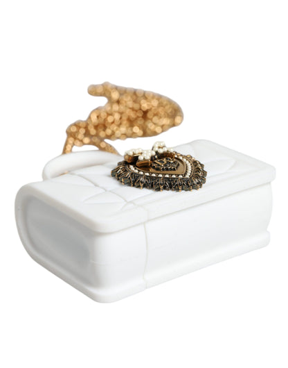 Dolce &amp; Gabbana Funda para Airpod con bolso de mano con forma de corazón Devotion de silicona blanca
