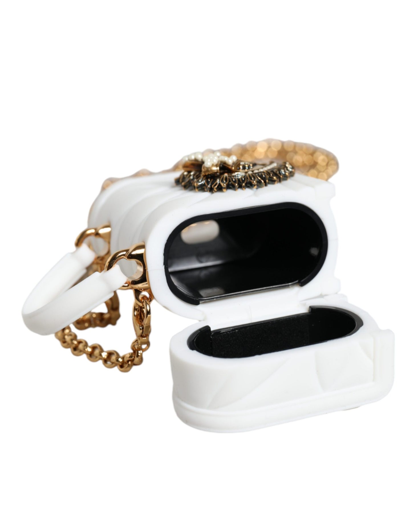 Dolce &amp; Gabbana Funda para Airpod con bolso de mano con forma de corazón Devotion de silicona blanca