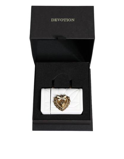 Dolce &amp; Gabbana Funda para Airpod con bolso de mano con forma de corazón Devotion de silicona blanca